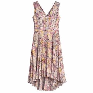 Plenty by Tracy Reese Floral Pleated Dress Size 0 Sleeveless Hi Low